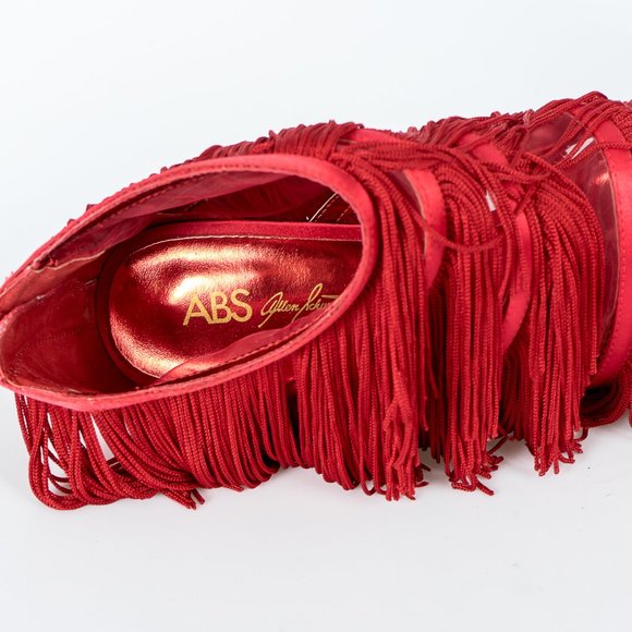 NWT ABS Alan Schwartz red fringe shoes - sz 10 - Picture 8 of 11